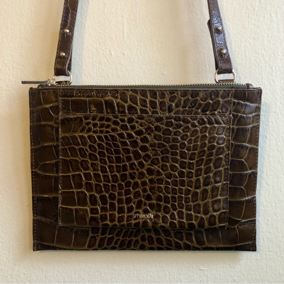 Uterque Brown Leather Crocodile Purse - Picture 1 of 6